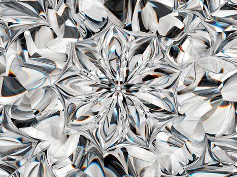 Abstract diamond structure extreme closeup and kaleidoscope. 3d render, 3d illustration