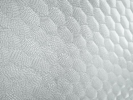 Alligator or crocodile white Leather. hexagon or honeycomb stitched texture or background with bumps. 3d render, 3d illustration