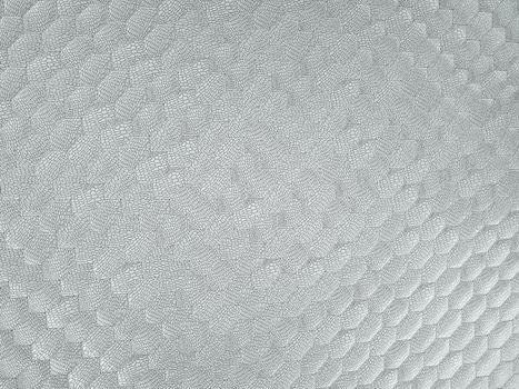 Alligator or crocodile white Leather. hexagon or honeycomb stitched texture or background with bumps. 3d render, 3d illustration