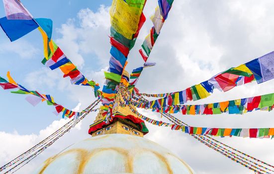 Boudhanath Stupa in Kathmandu, Nepal. Buddhist stupa of Boudha Stupa is one of the largest stupas in the world