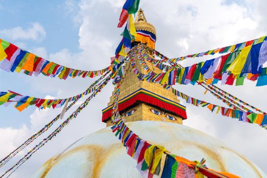 Boudhanath Stupa in Kathmandu, Nepal. Buddhist stupa of Boudha Stupa is one of the largest stupas in the world