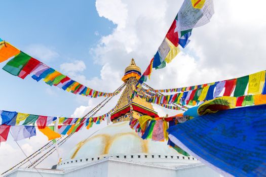 Boudhanath Stupa in Kathmandu, Nepal. Buddhist stupa of Boudha Stupa is one of the largest stupas in the world