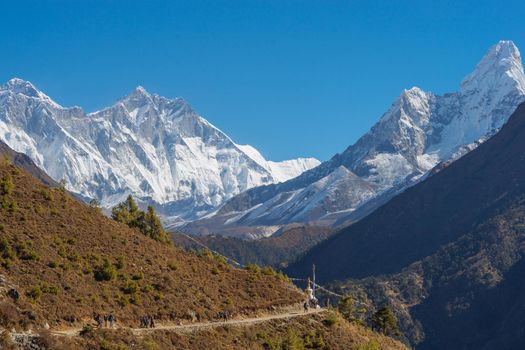 Everest, Lhotse and Ama Dablam summits. Everest base camp trek in Nepal