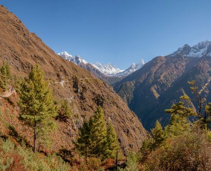 Everest, Lhotse and Ama Dablam summits. Everest base camp trek in Nepal