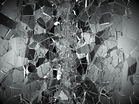 Pieces of Broken or Shattered glass on white. 3d rendering 3d illustration