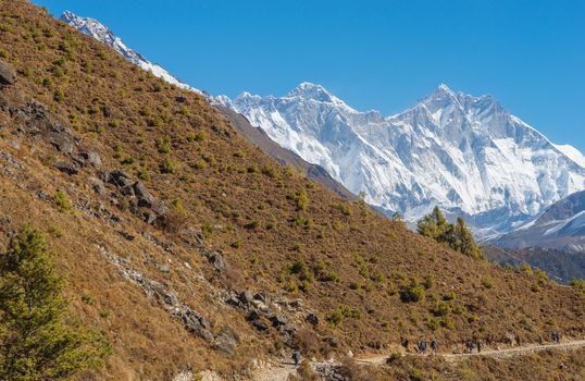 Everest, Lhotse and Ama Dablam summits. Everest base camp trek in Nepal