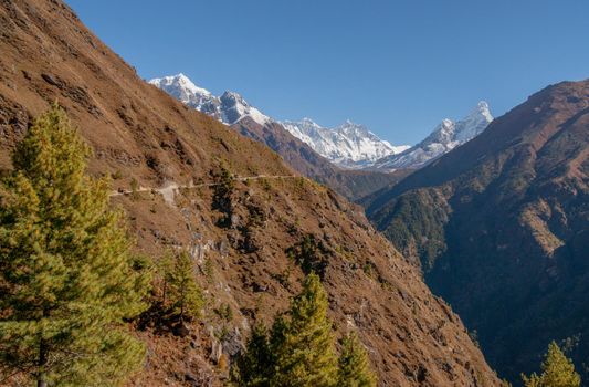 Everest, Lhotse and Ama Dablam summits. Everest base camp trek in Nepal