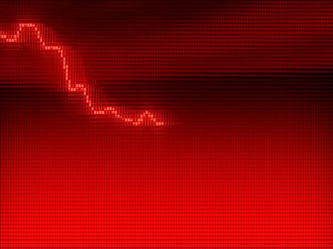 Red Graph moving down on chart as recession or financial crisis 3d render, illustration