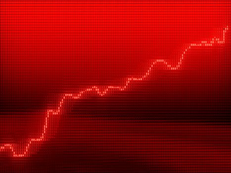 Red Graph moving up chart as growth and business success 3d render, illustration