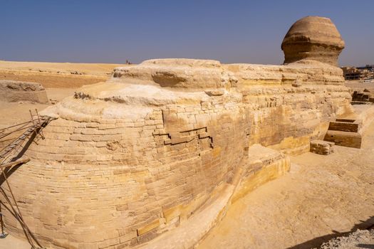 Great Sphinx of Giza from back side. Unusual view point