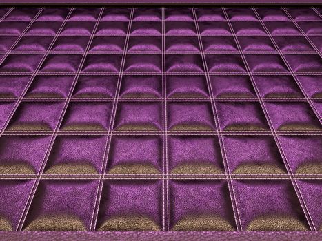 Leather stitched texture or background purple and brown with bumps. 3d render, 3d illustration