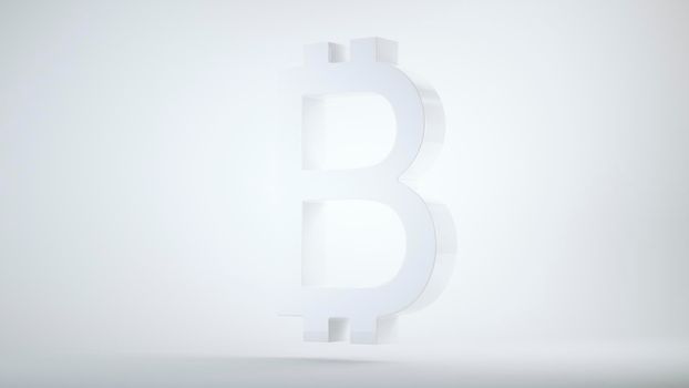 bitcoin cryptocurrency symbol on grey background. 3d render, 3d illustration