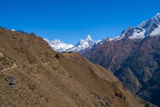 Everest, Lhotse and Ama Dablam summits. Everest base camp trek in Nepal