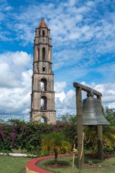 Manaca Iznaga Tower and bell in Valley of the Sugar Mills or Valle de los Ingenios, Trinidad, Cuba.