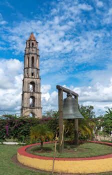 Manaca Iznaga Tower and bell in Valley of the Sugar Mills or Valle de los Ingenios, Trinidad, Cuba.
