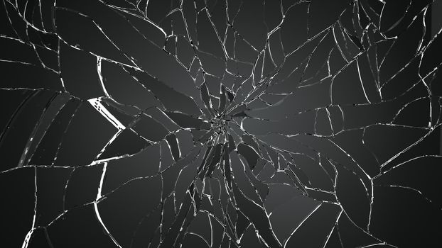 Many pieces of shattered glass on white background. Large resolution
