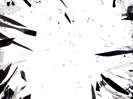 Destructed or shattered glass isolated over white background