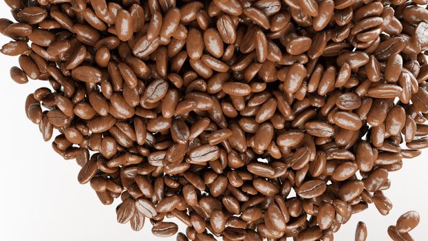 roasted coffee beans mix on white background