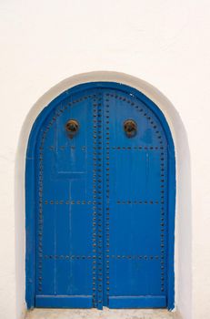 Blue door with arch from Tunisia. Sidi Bou Said 