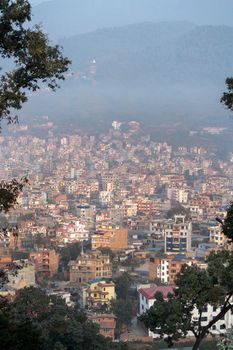 Kathmandu city view from Swayambhunath. Tourism in Nepal