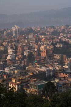 Kathmandu town view from Swayambhunath hill. Travel to Nepal