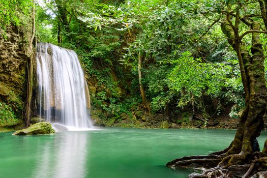 Beautiful Waterfall in southeast asia. Erawan Waterfall, Erawan National Park in Kanchanaburi, Thailand