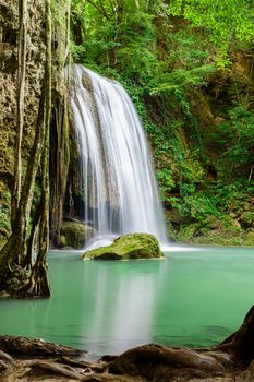 Beautiful Waterfall in southeast asia. Erawan Waterfall, Erawan National Park in Kanchanaburi, Thailand