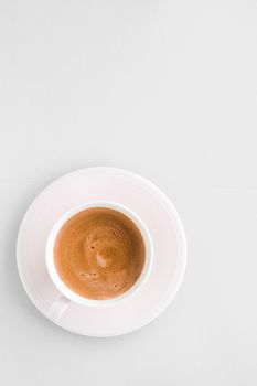 Drinks menu, italian espresso recipe and organic shop concept - Cup of hot french coffee as breakfast drink, flatlay cups on white background