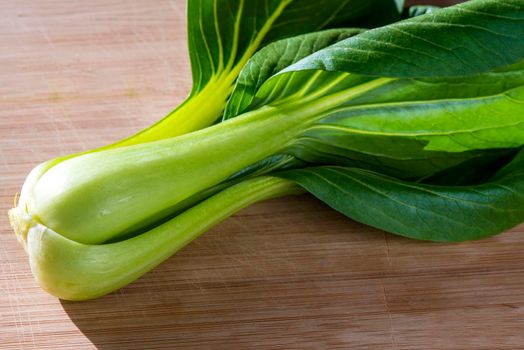 Pak choi, Chinese vegetable on a plank
