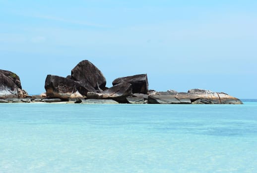 Rocky beach with blue sea from Thailand, Asia