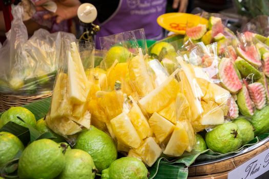 Fruit Shop Thailand. Fresh guava and pineapple.