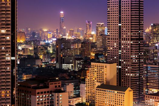 Bangkok cityscape. Bangkok night view in the business district. at dusk.
