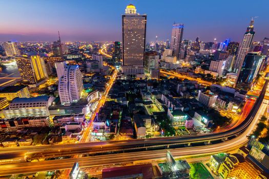 Bangkok cityscape. Bangkok night view in the business district. at dusk.