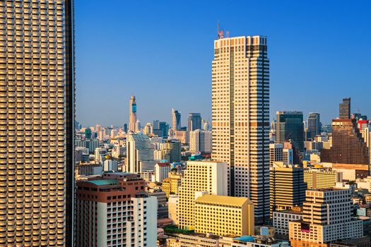 Building downtown Bangkok in the evening