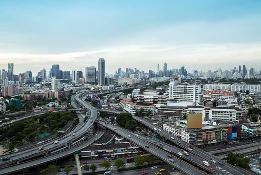 Downtown freeway in daylight Bangkok, capital of Thailand