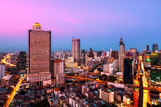Bangkok cityscape. Bangkok night view in the business district. at dusk.