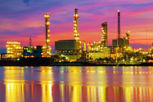 Oil refinery at twilight