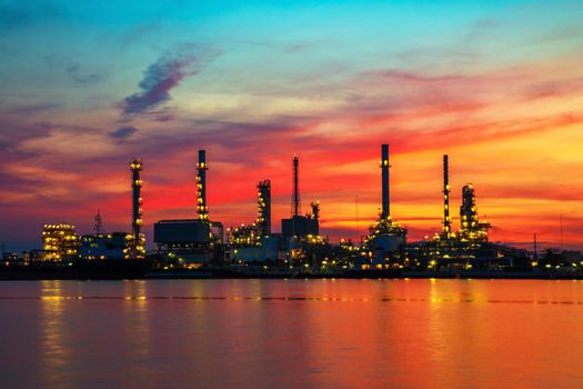 Oil refinery at twilight