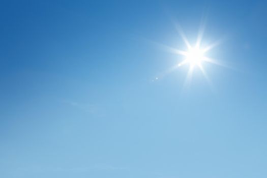 The sun shines bright in the daytime in summer. 