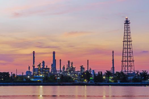 Oil refinery at twilight