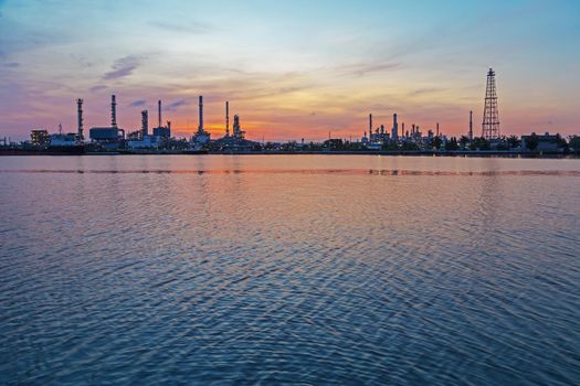 Oil refinery at twilight