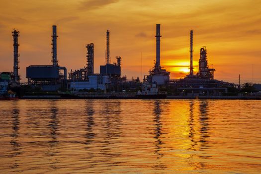 Oil refinery at sunrise