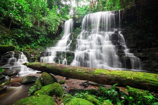 "Man dang" waterfall in Phu hin rong kra national park,Phitsanulok province,Thailand,defocused for background
