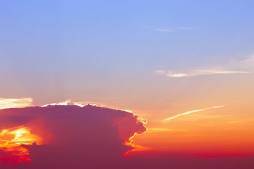 Colorful sky after the sunset. Evening sky background.
