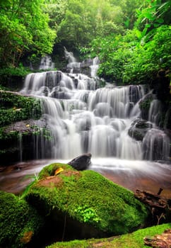 "Man dang" waterfall in Phu hin rong kra national park,Phitsanulok province,Thailand,defocused for background