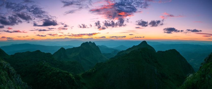 Mountain sunset sky, Doi Luang Chiang Dao, Thailand.