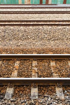 Railroad station, railroad tracks and a cargo platform for trains