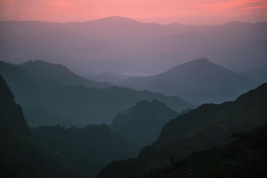 Mountain sunset sky, Doi Luang Chiang Dao, Thailand.