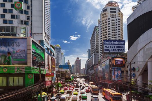 BANGKOK,Oct 22: Petchaburi Road in thr Pratunam District of Bangkok . The road is one of Bangkok's busiest for traffic.Thailand on Oct 22, 2016.