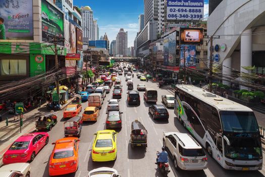 BANGKOK,Oct 22: Petchaburi Road in thr Pratunam District of Bangkok . The road is one of Bangkok's busiest for traffic.Thailand on Oct 22, 2016.